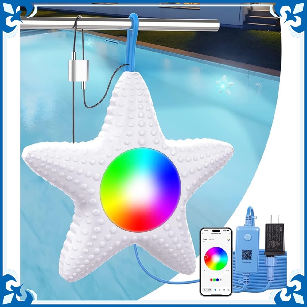 LED Smart Starfish Pool Light Underwater Waterproof RGB App Remote Control Timer